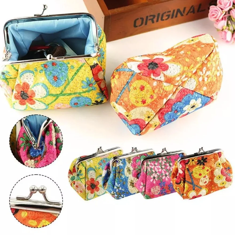 NEW| Women’s Vintage Print Floral Clasp Small Coin Wallet - Picture 3 of 6